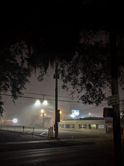 foggy parking lot