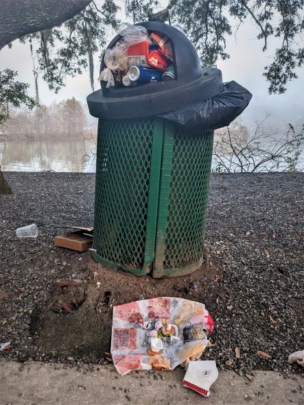 overflowing trashcan